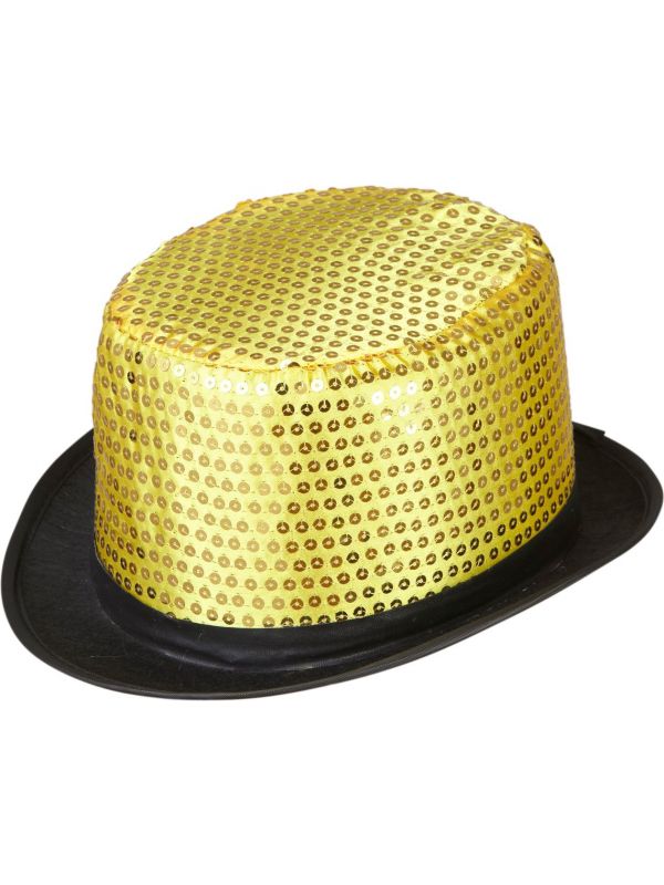 Pailletten hoge hoed goud
