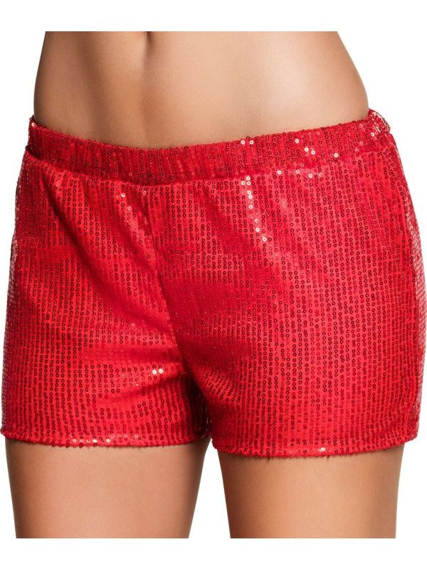 Pailletten hotpants rood