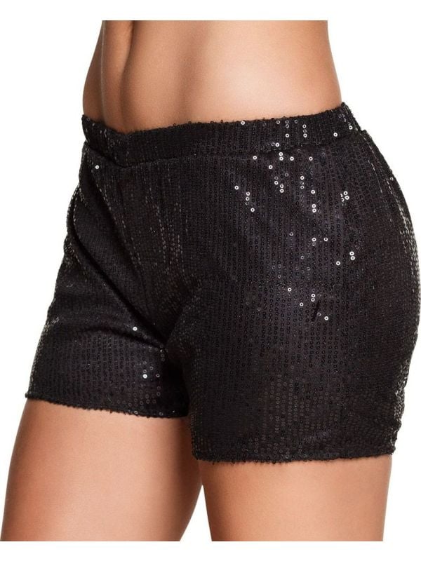 Pailletten hotpants zwart