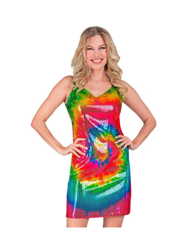 Pailletten jurkje tie dye vrouwen