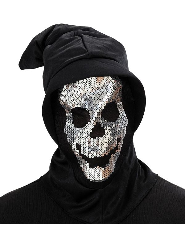 Pailletten schedelmasker met capuchon main product photo