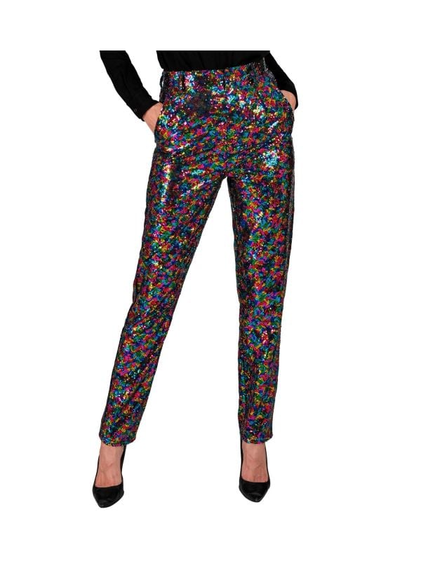 Pantalon regenboog pailletten vrouwen