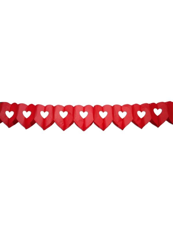 Papier slinger dubbel hart rood 6 meter