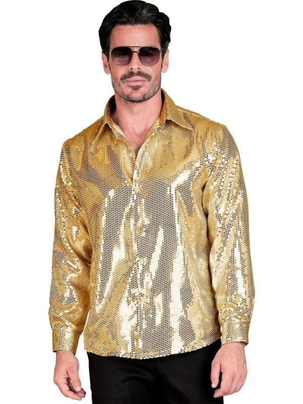 Party blouse gouden pailletten mannen