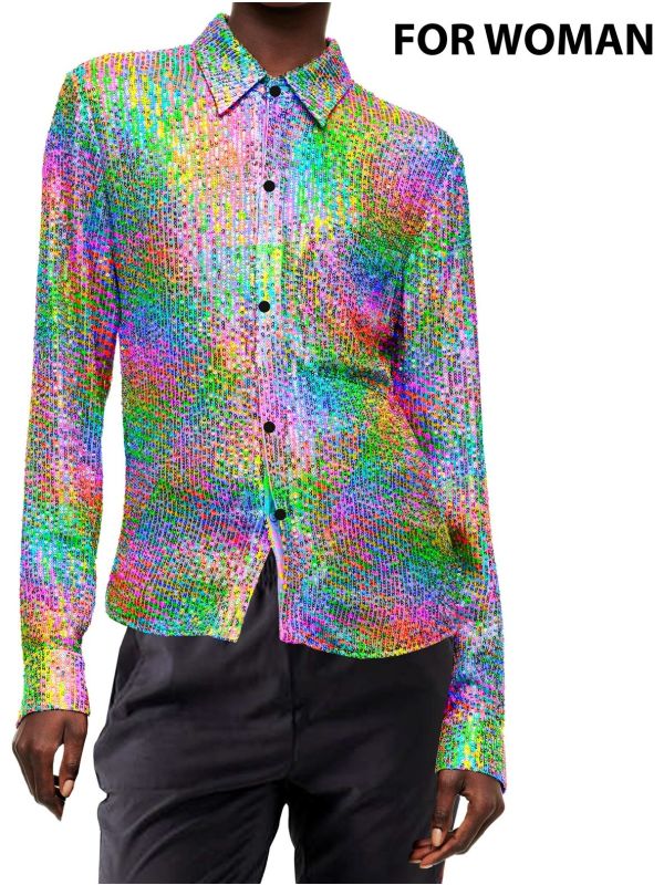 Party blouse regenboog pailletten vrouwen