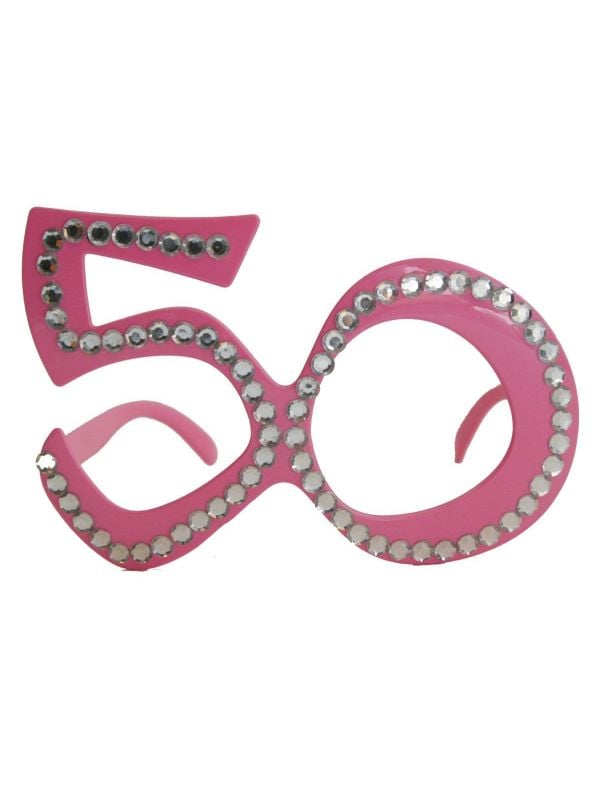 Party bril 50 jaar bling bling roze