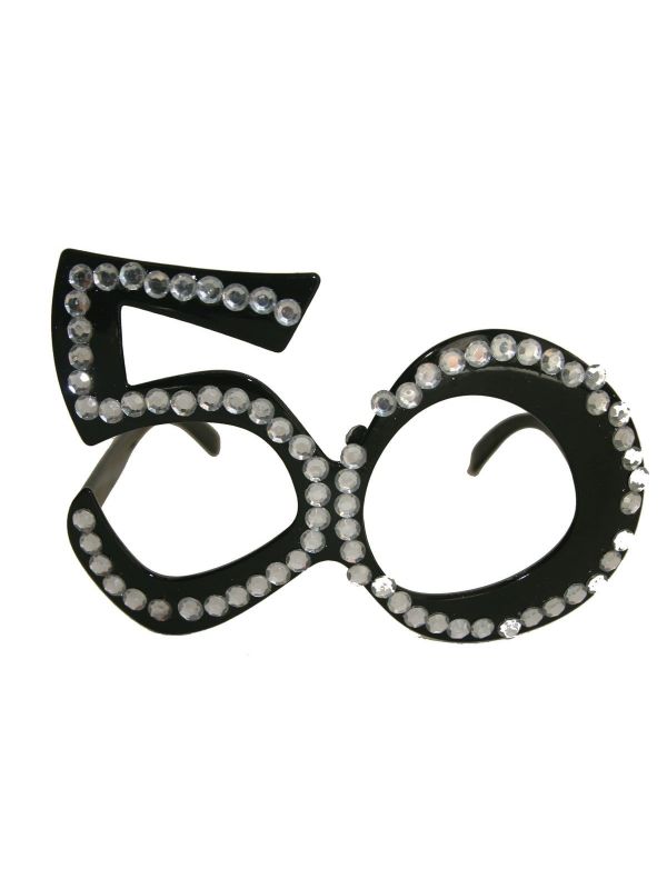 Party bril 50 jaar bling bling zwart