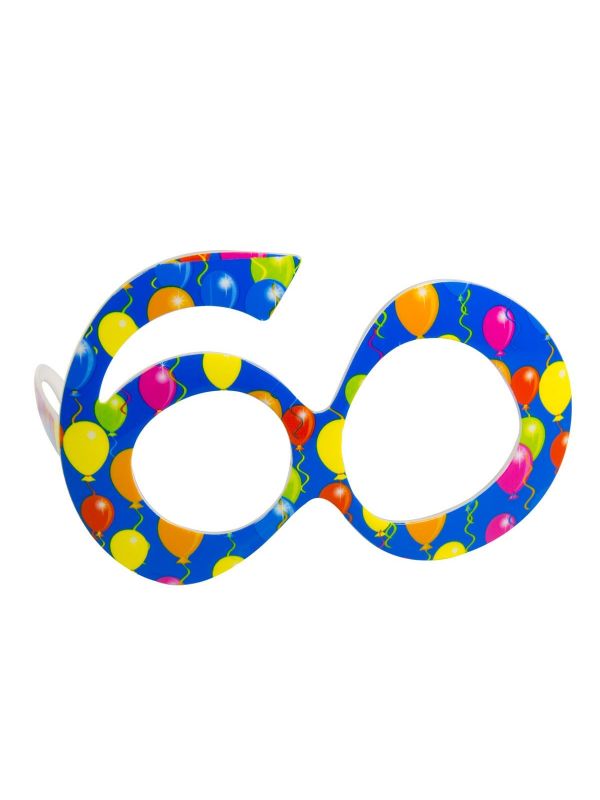 Party bril 60 jaar ballonnen blauw