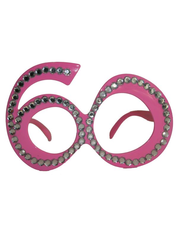 Party bril 60 jaar bling bling roze main product photo