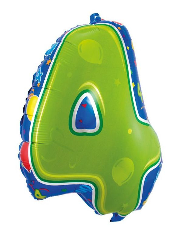 Party cijfer groen 4 folieballon