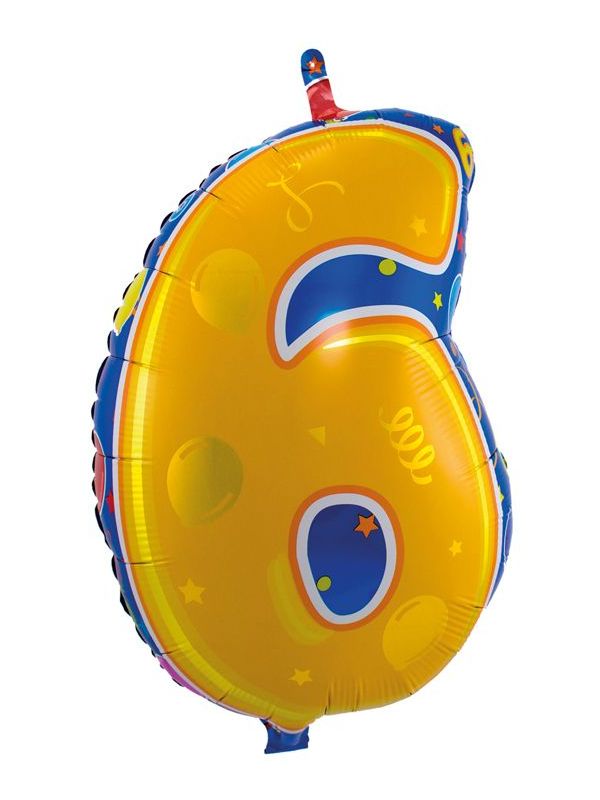 Party cijfer oranje 6 folieballon