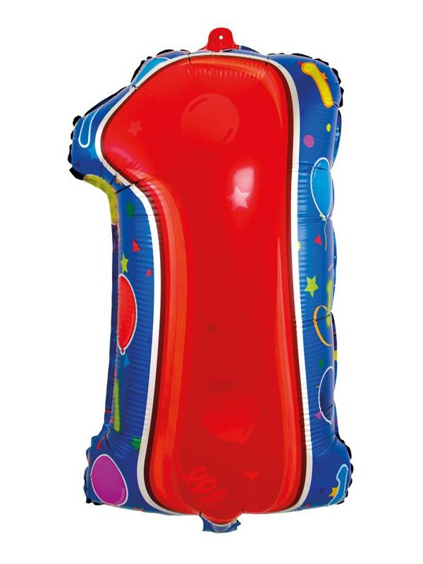 Party cijfer rood 1 folieballon main product photo