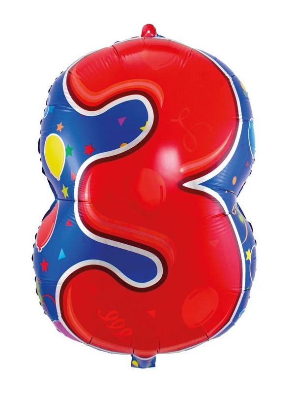 Party cijfer rood 3 folieballon main product photo