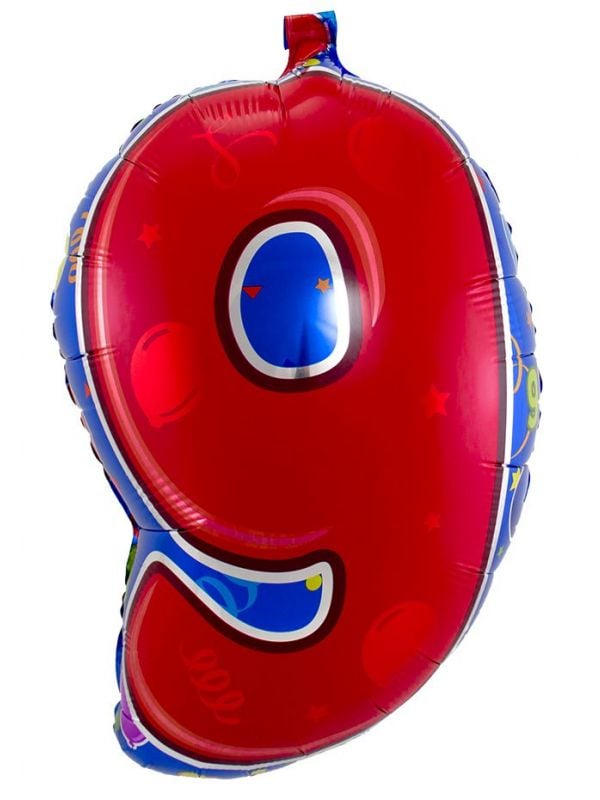 Party cijfer rood 9 folieballon