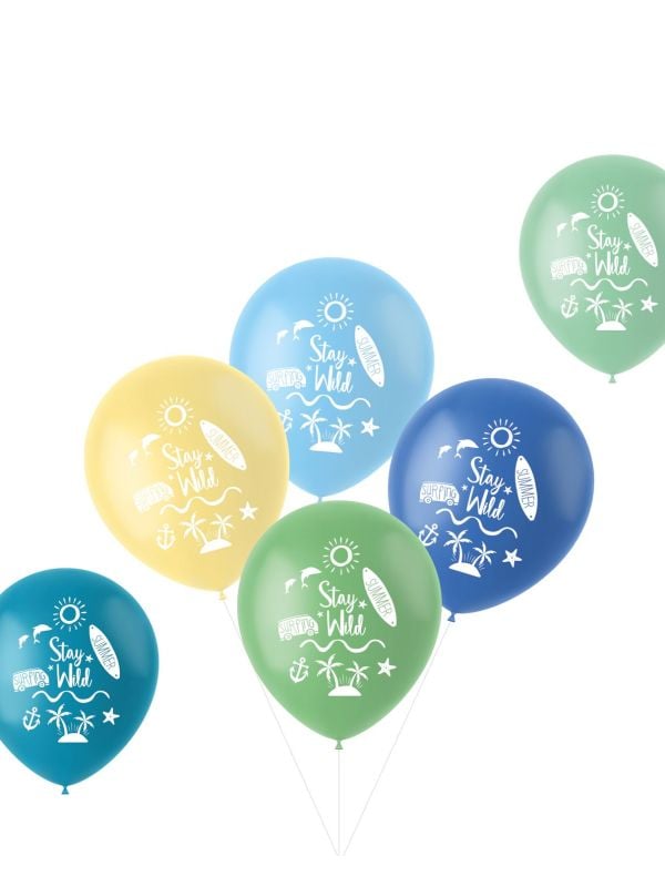 Pastel stay wild surf ballonnen 6 stuks