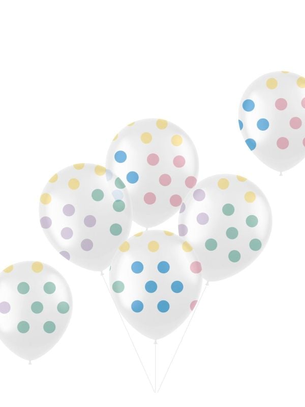 Pastel stippen ballonnen 6 stuks
