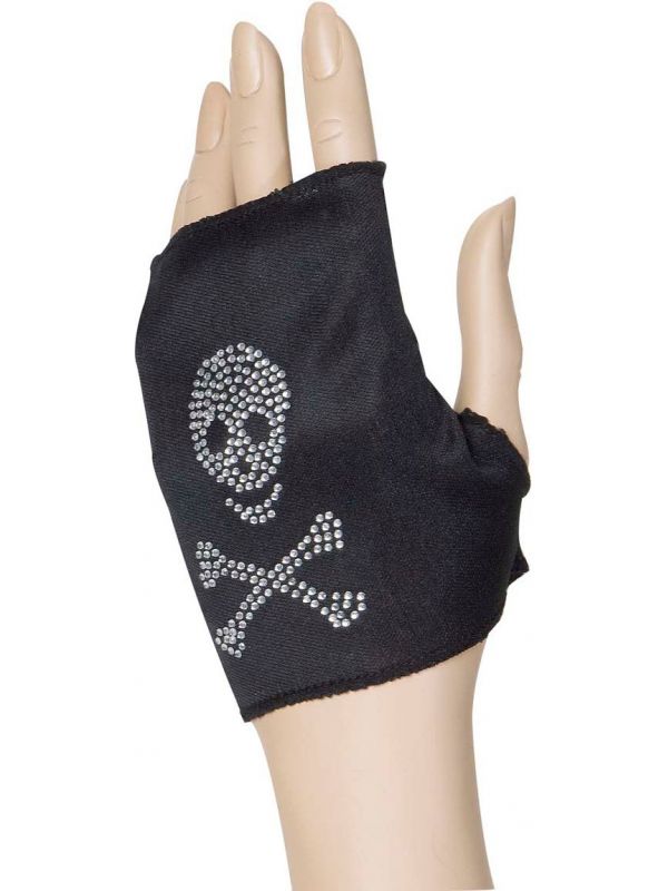Piraten handschoenen met strass schedel