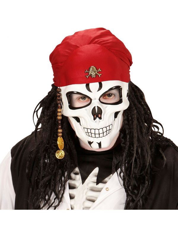 Piraten schedel masker met bandana en kralen
