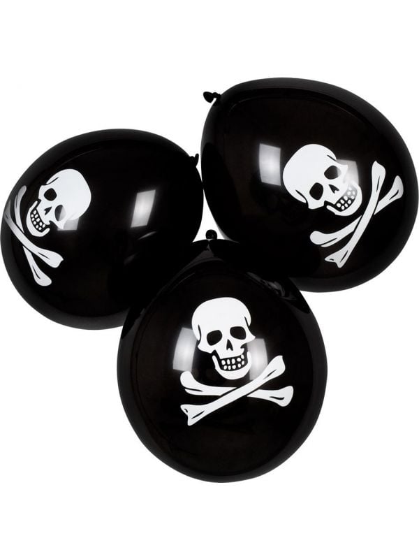 Piraten thema doodshoofd ballonnen 6x