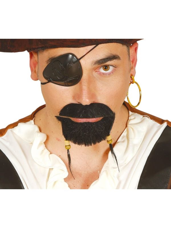 Piratenbaard met kralen en ooglapje