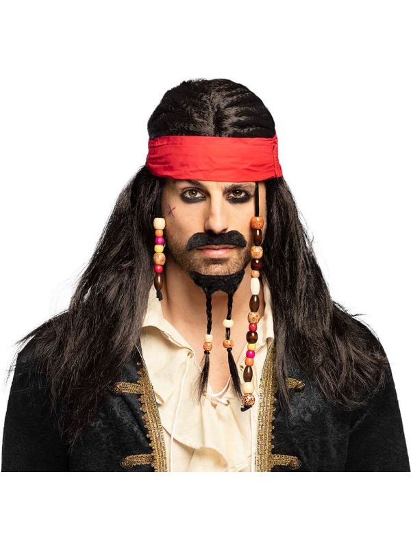 hel mosterd band Pirates of the caribbean pruik zwart | Feestkleding.nl