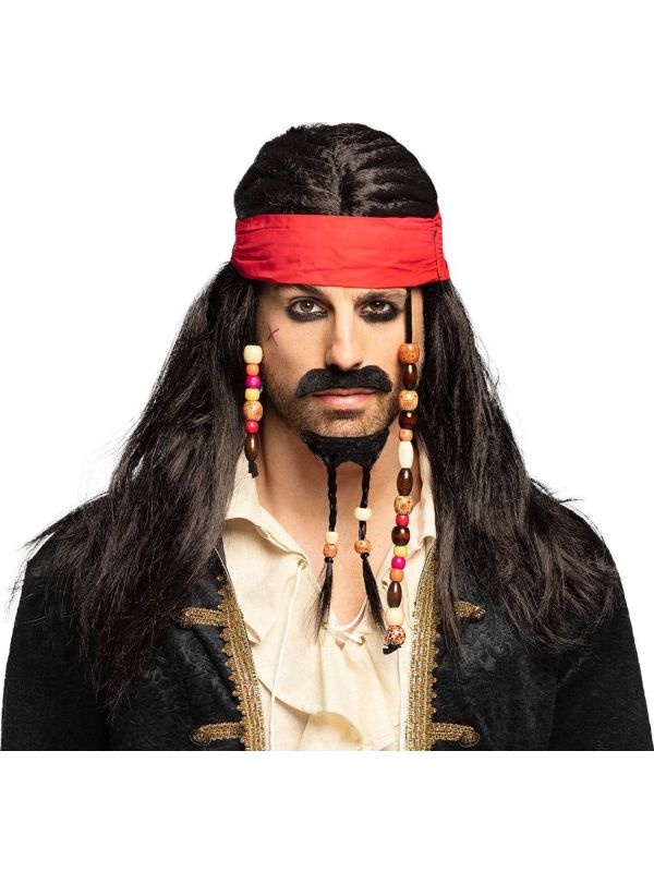 hel mosterd band Pirates of the caribbean pruik zwart | Feestkleding.nl