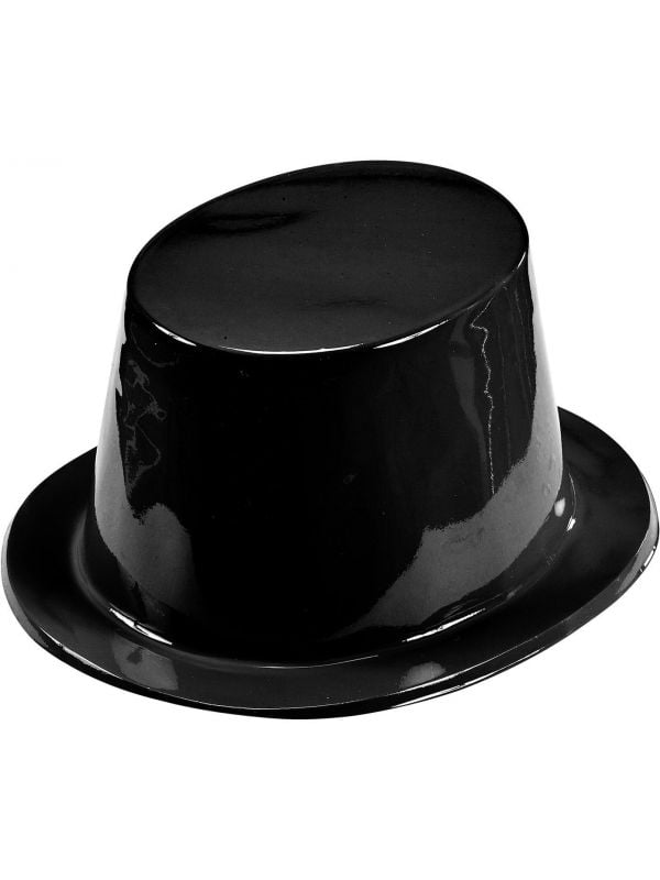 Plastic hoge hoed zwart