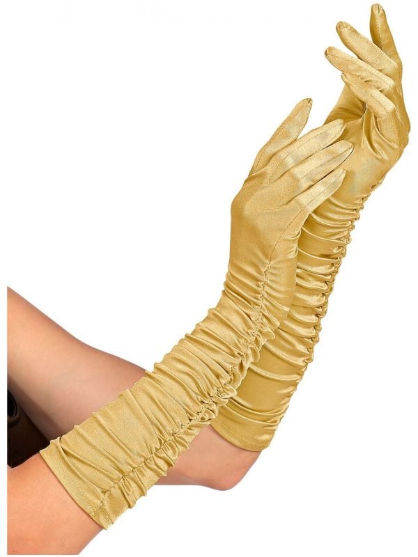 Plisse handschoenen goud