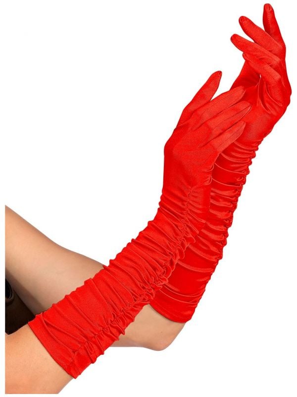 Plisse handschoenen rood