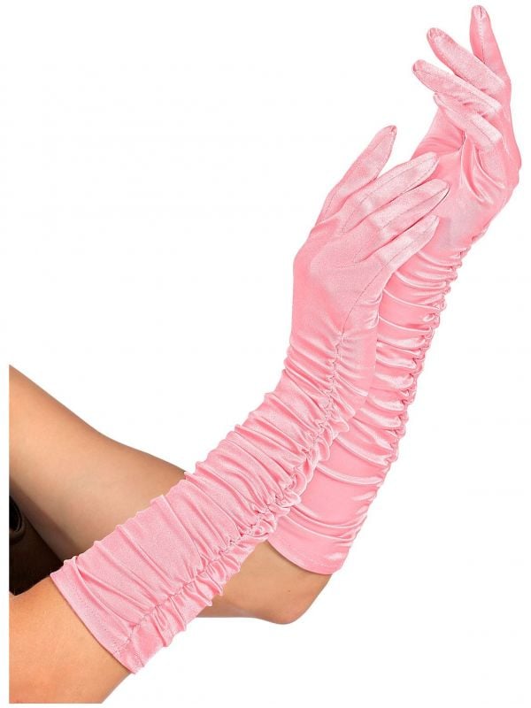 Plisse handschoenen roze