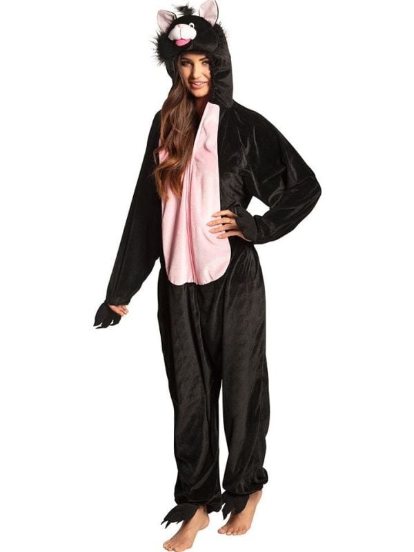 Pluche katten onesie dames