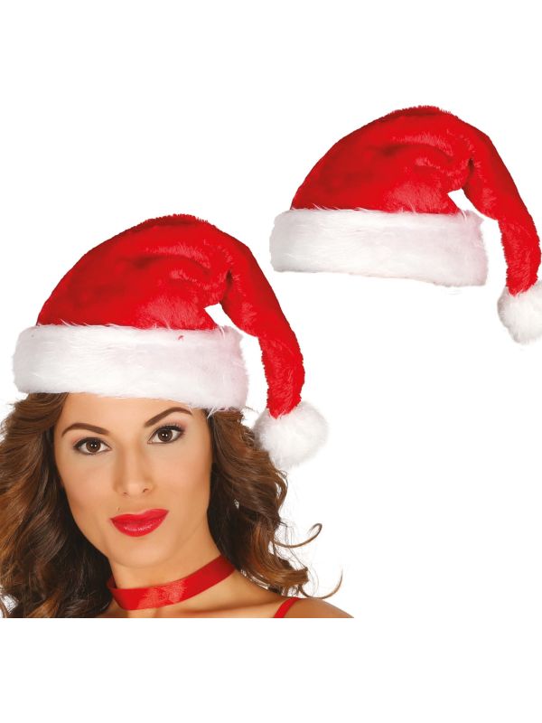Pluche kerstmuts rood extra kwaliteit