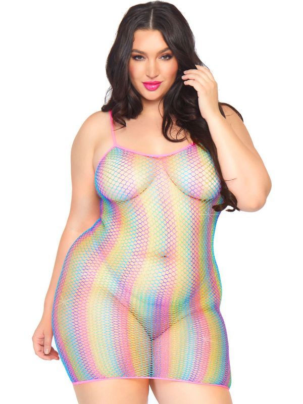 Plus size visnet jurkje regenboog main product photo