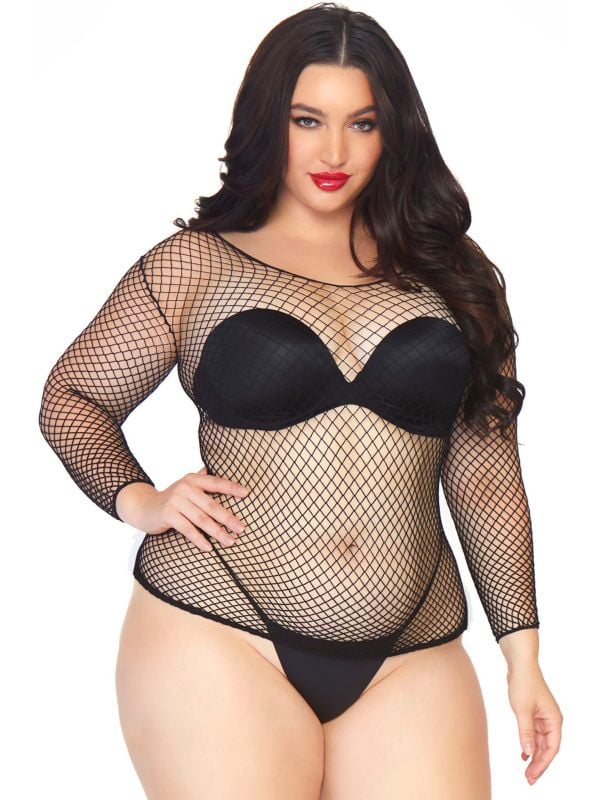 Plus size visnet topje zwart main product photo