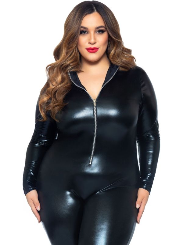 Plus size wetlook catsuit main product photo