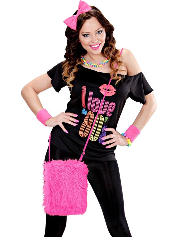 Pluche carnaval schoudertas roze