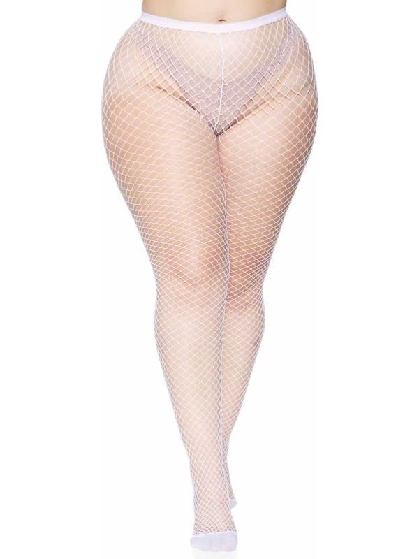 Plussize elastaan visnet panty wit main product photo