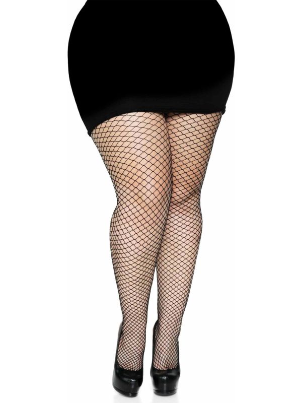 Plussize elastaan visnet panty zwart