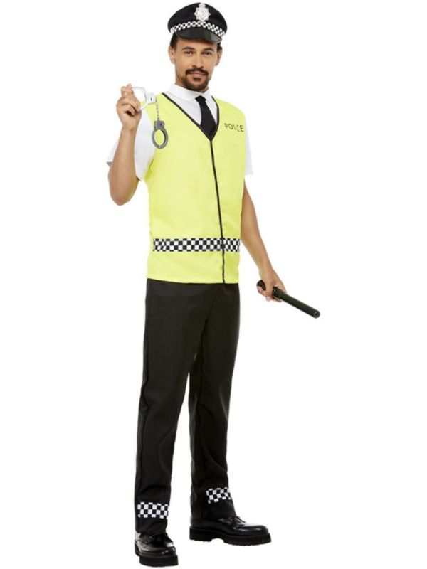 Politie Kostuum Mannen Geel en Zwart main product photo