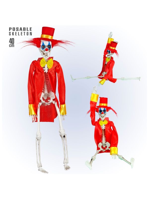 Poseerbare clown skelet halloween 40cm