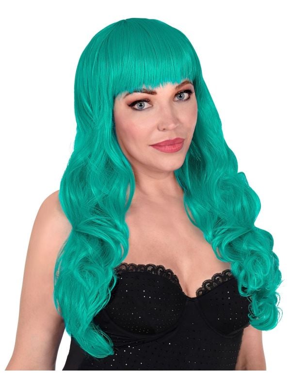 Pruik bella turquoise vrouwen