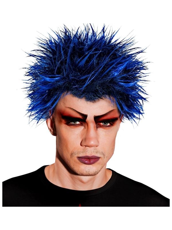 Pruik punk blauw