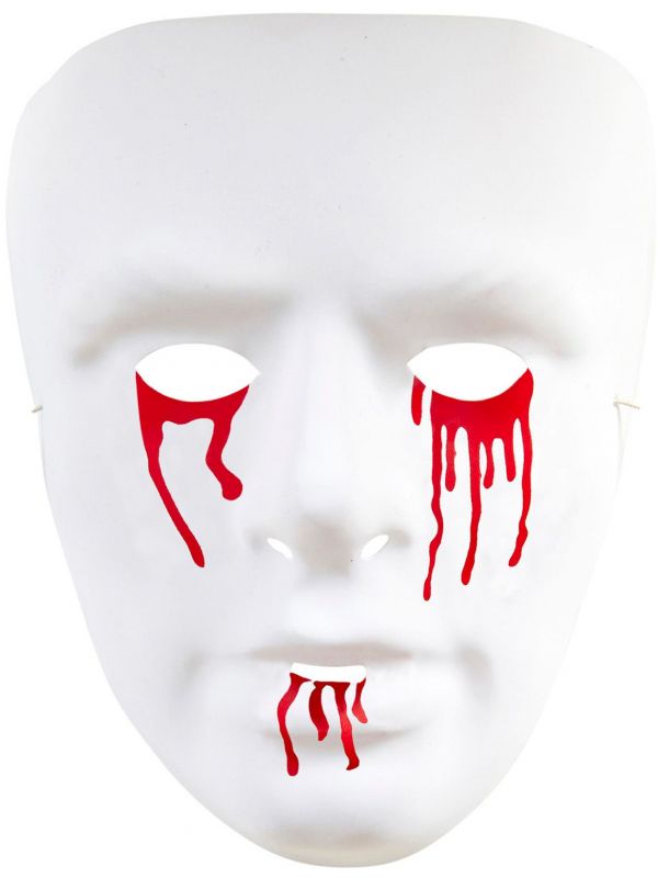 Psychopaten masker met bloedende ogen en mond