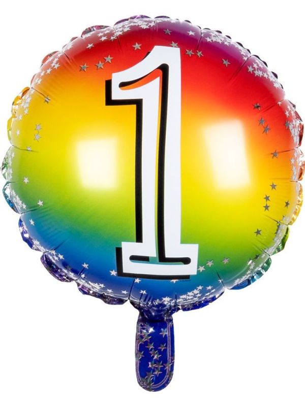 Rainbow folieballon 1 jaar main product photo