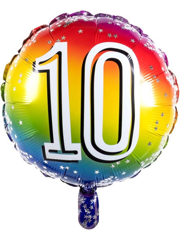 Rainbow folieballon 10 jaar