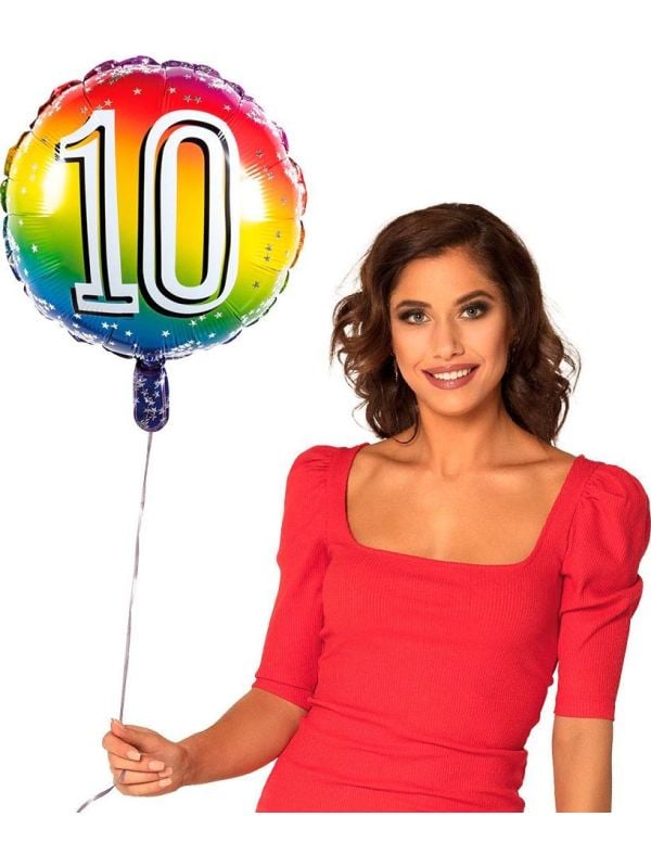 Rainbow folieballon 10 jaar