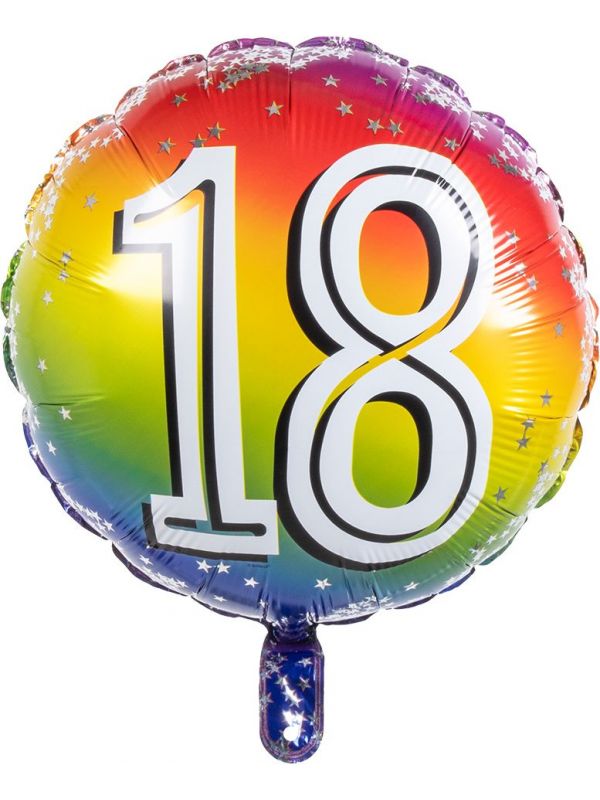 Rainbow folieballon 18 jaar