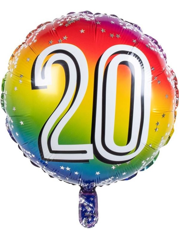 Rainbow folieballon 20 jaar