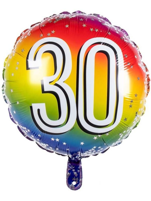 Rainbow folieballon 30 jaar