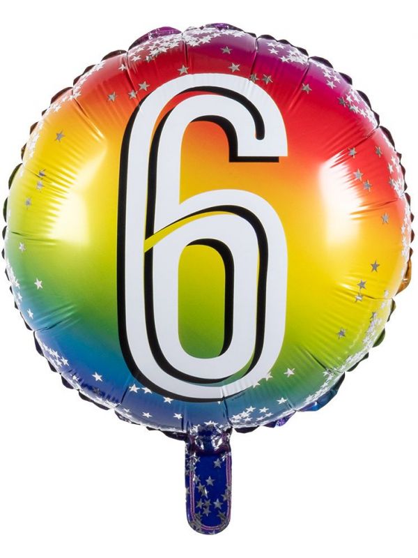 Rainbow folieballon 6 jaar